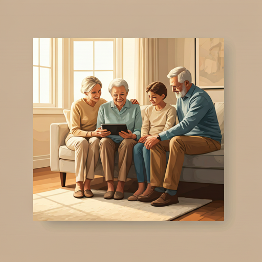 Multi-generational family in a modern living room