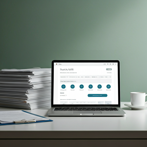 Clean workspace with estate planning dashboard on laptop