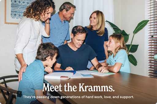Multigenerational family gathering around a table